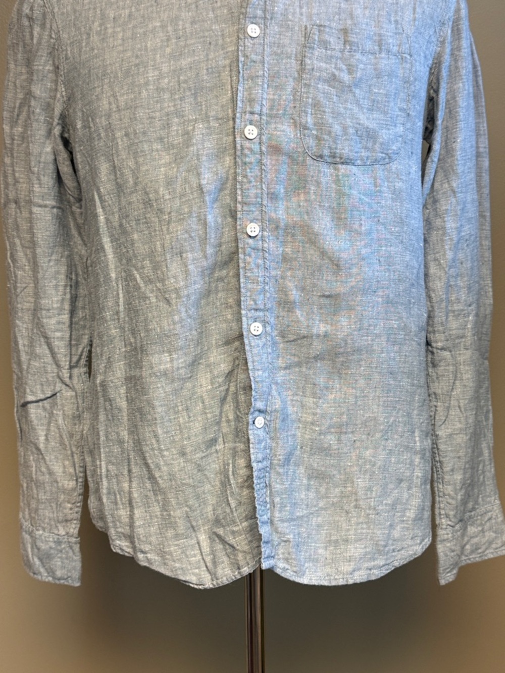 Club Monaco Linen Button Down Shirt Light Blue Slim Fit S - Picture 3 of 6